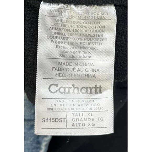 Vintage Carhartt Jacket Men's XL Tall Blue Denim Fleece Lined Shacket S115DST - Picture 5 of 9